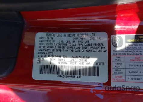 2017 Nissan 370Z z USA, uszkodzony, nr VIN JN1AZ4EH0HM951435